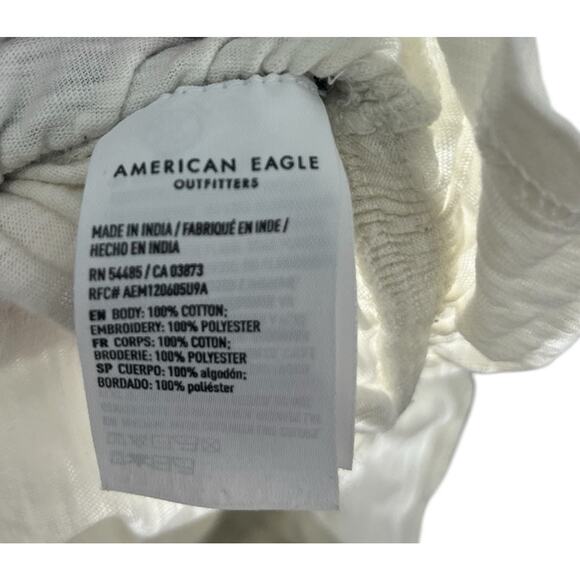 American Eagle Top Women's Black White XS Babydoll Crop Embroidered Y2K - Picture 8 of 9